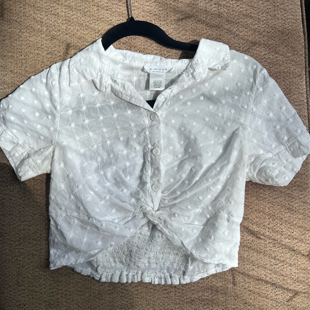 White Textured Button Down Shirt